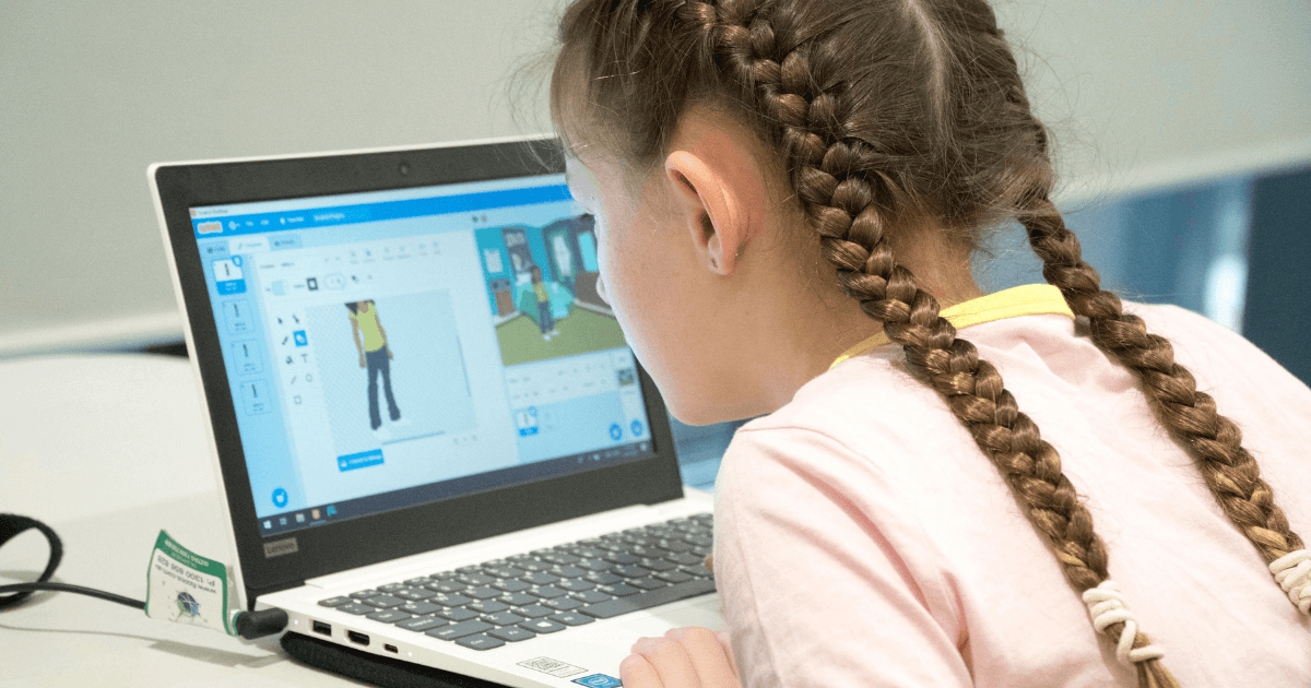 Young girl coding