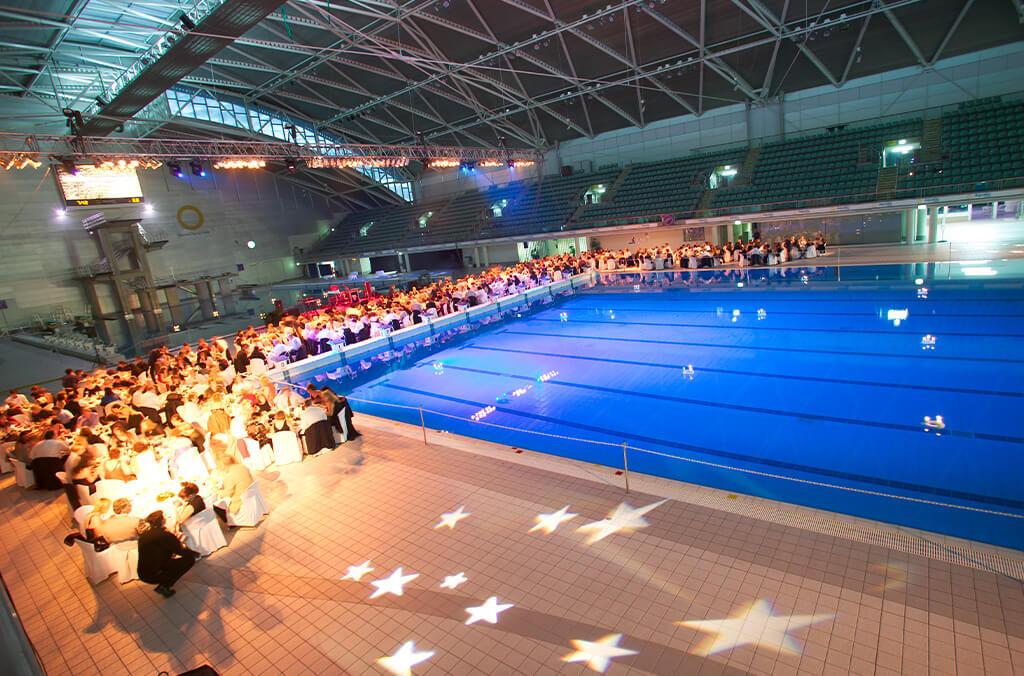 Function, tables, dinning next to the Olympic pool